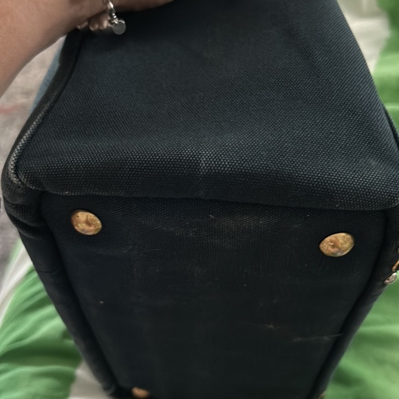 Prada canopy jean material medium size tote style purse wear on handle - Picture 6 of 6